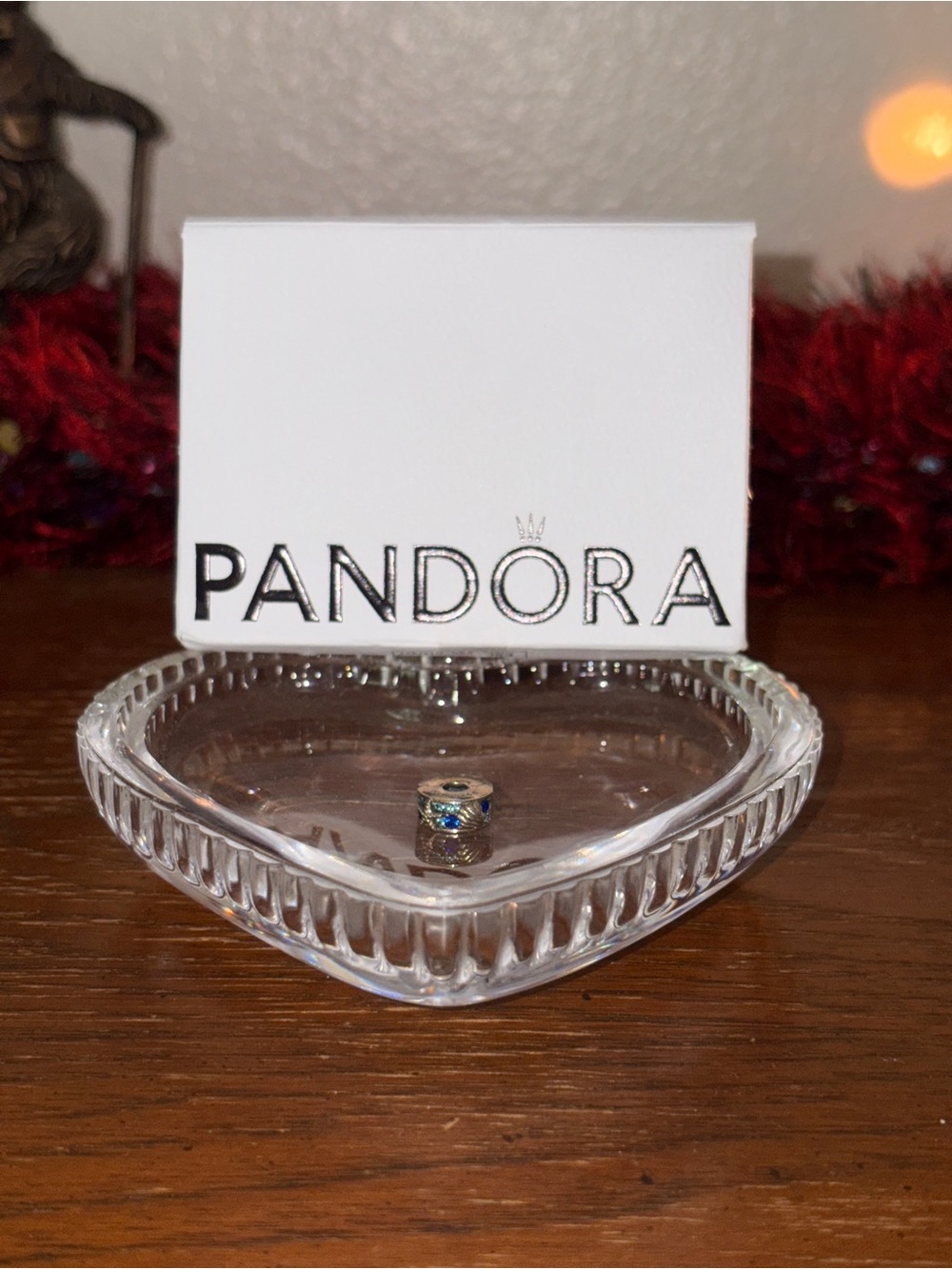 Pandora Silver Clip Charm with Blue Stones and Shell Accents